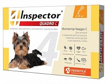 АКЦИЯ-10%/ Капли Inspector Quadro для собак 1-4 кг 1 пип/упак