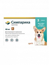 АКЦИЯ -10%/ Симпарика 40 мг д/собак 10-20 кг/ 1 ТАБЛЕТКА